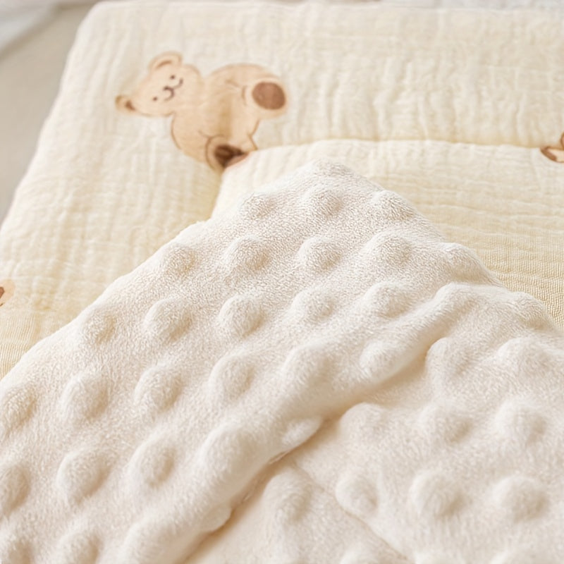 1pc Plush Cream Bear-Patterned Thickened Stroller Seat Cushion - Soft Polyester Fiber, Adorable Brown Bear Design, Perfect for Comfort & Style in Your Youngsters's Carriage, Youngsters Stroller