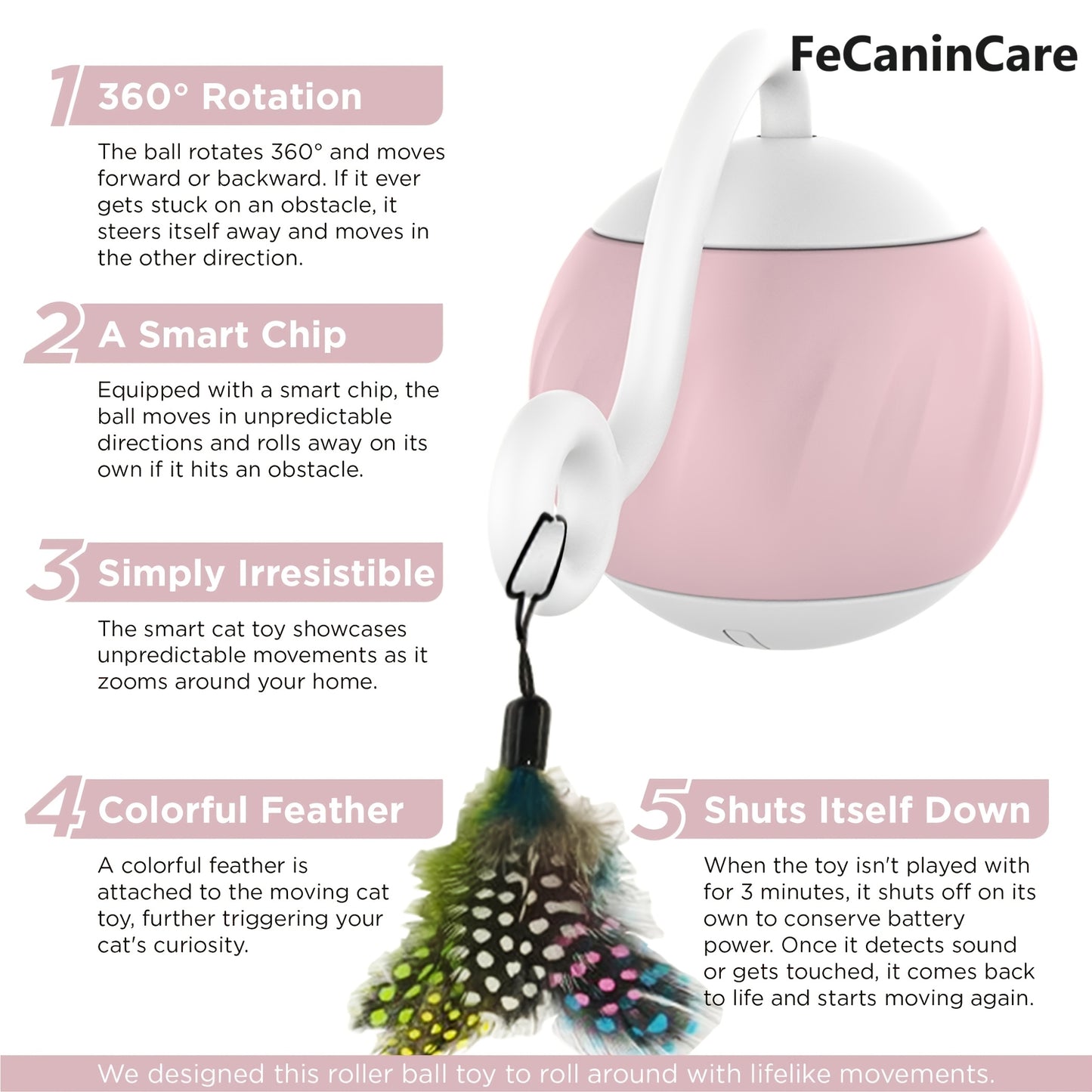 Interactive Motion Activated Electric Cat Toy Ball with RGB Lighting and Dual Speeds