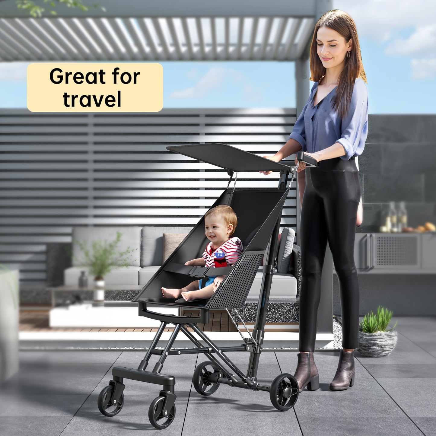 Youngsters 2-in-1 Stroller – Lightweight Folding Trolley with Stainless Steel Frame