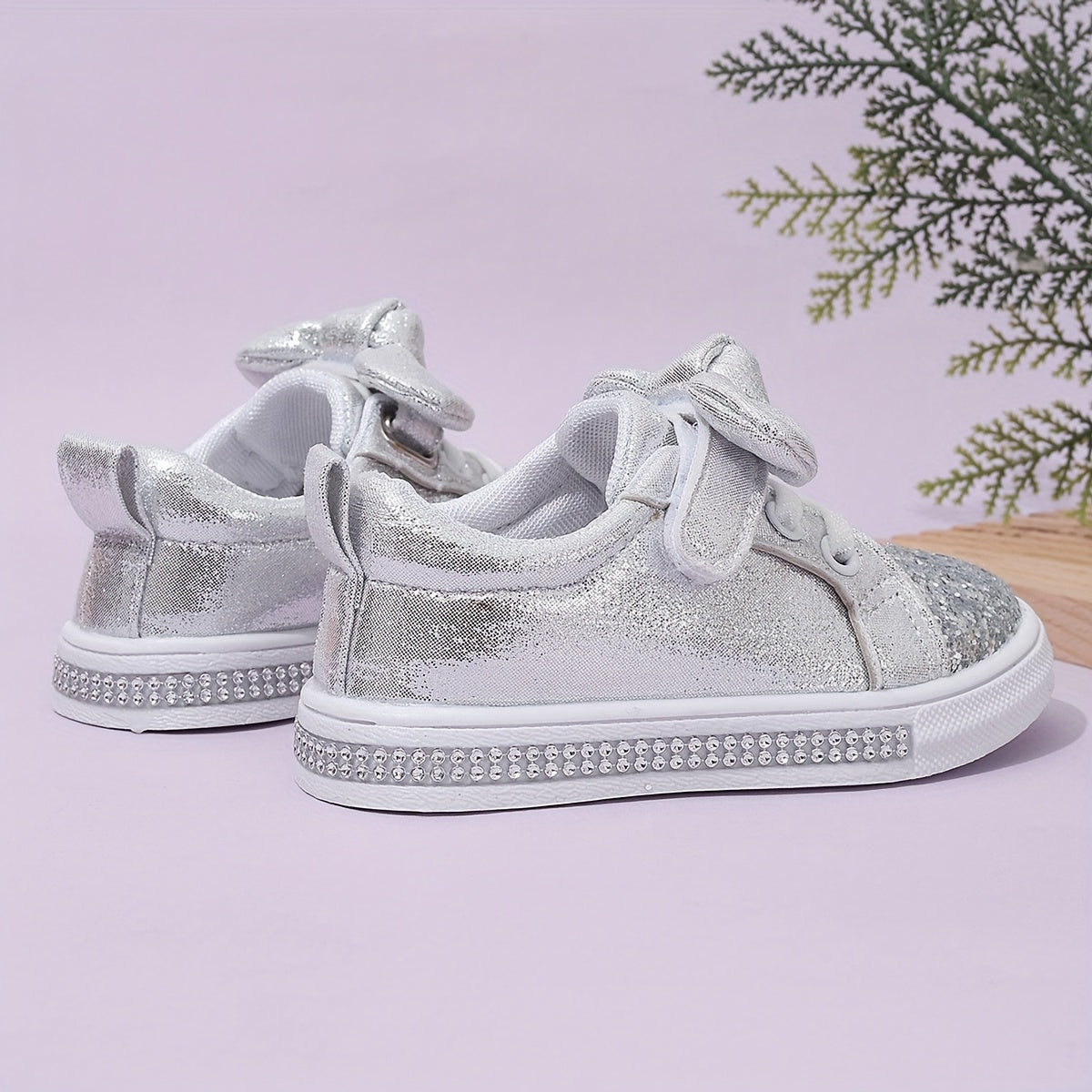Cute Sequined Bow Design Casual Sneakers for Girls Perfect for All Seasons
