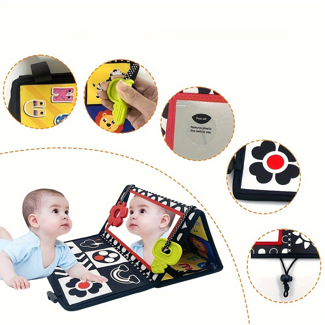 Youngsters Lying Mirror Early Learning Sensory Stimulation Safe Foldable Cognitive Toy