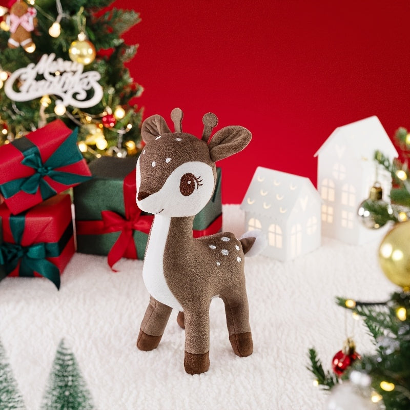 Adorable 12 Inch Brown Deer Plush Toy Soft Fabric Perfect Gift for Kids and Decor