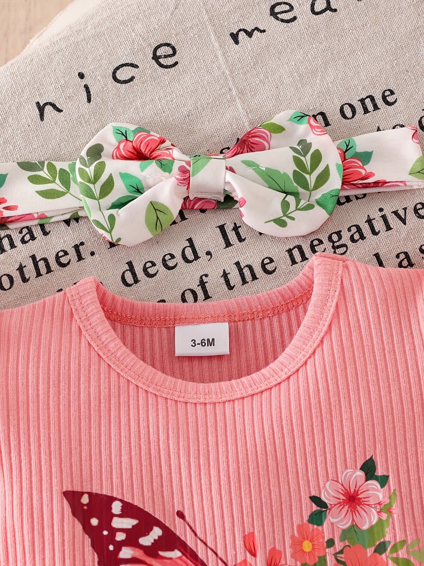 CETEPY Youngsters Girl Summer Clothes Cute Butterfly Printed Romper + Denim Skirt + Headband 3pcs Shorts Set 0-18 Months