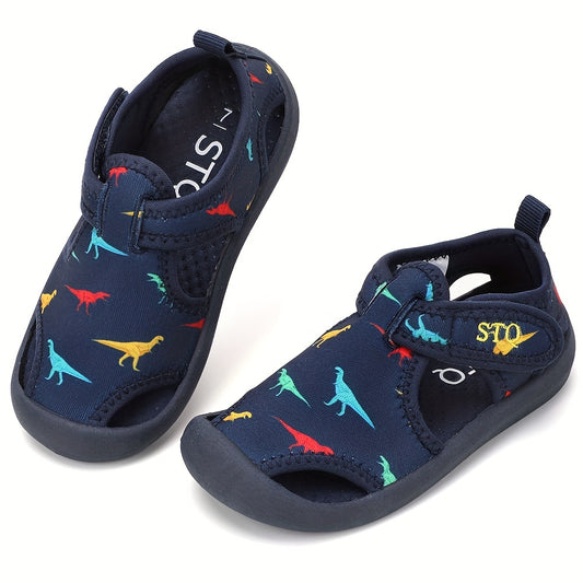 Boys Water Shoes with Cartoon Print Breathable Fabric and TPR Sole for Summer Fun