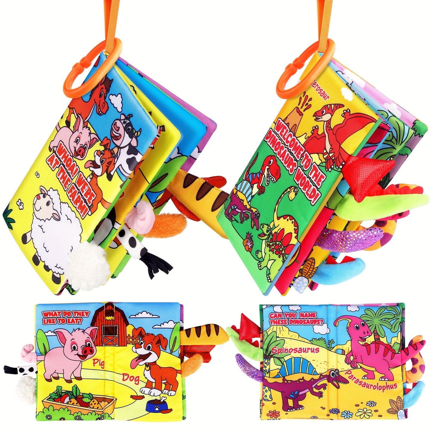 Vanmor Soft Baby Crinkle Cloth Books Set for Infants with Forest Ocean and Dinosaur Themes