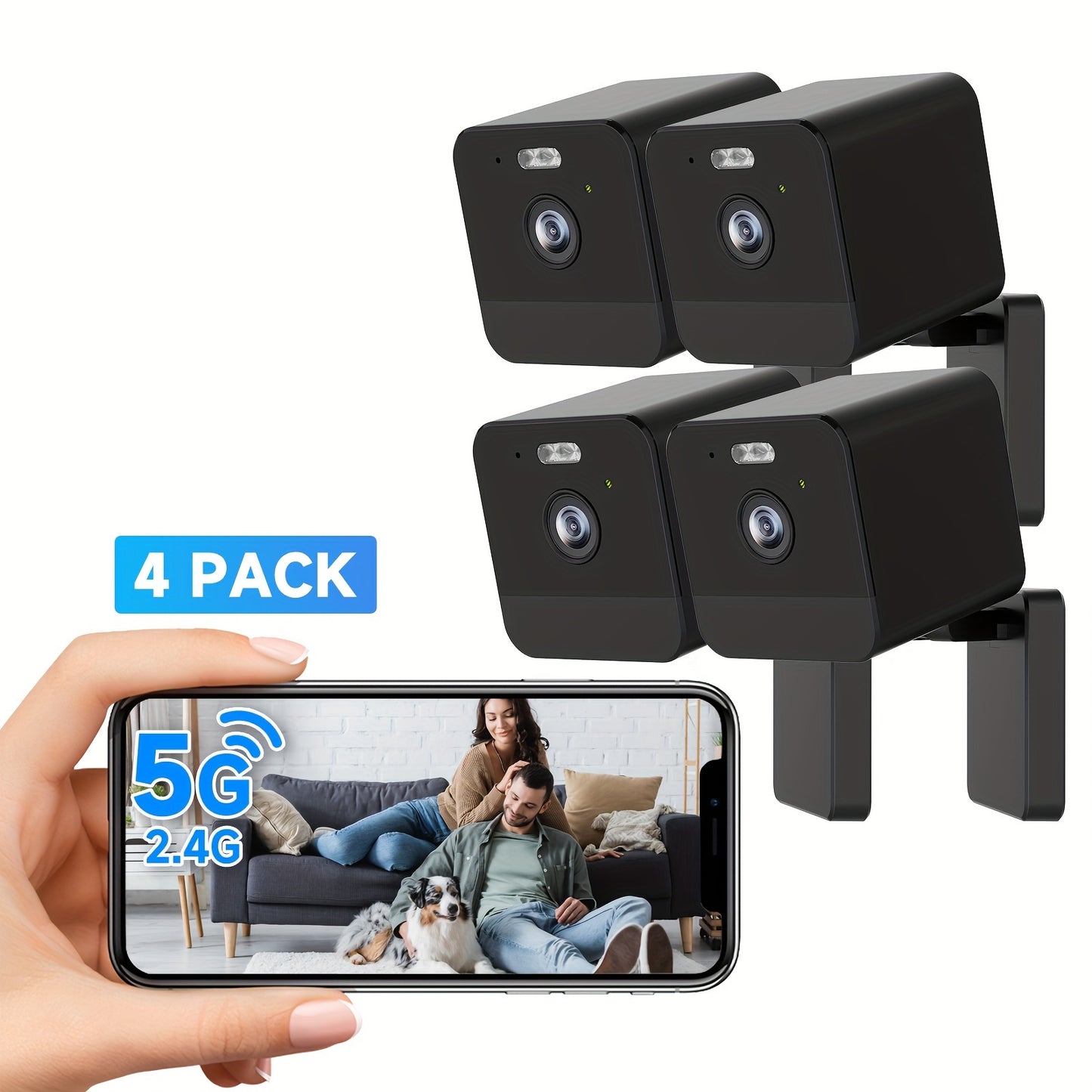 4 Pack Wireless Security Cameras 2K Ultra HD Night Vision Motion Detection Baby Monitor