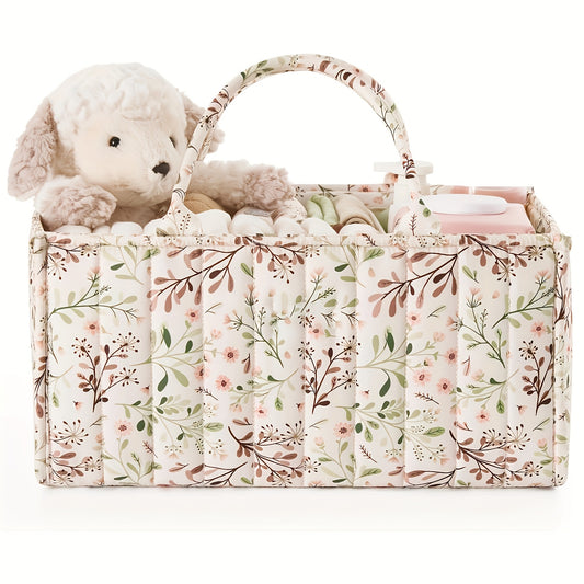 1pc Women's Casual Diaper Caddy Organizer - Stylish Storage Basket Tote for Changing Table, Car Travel & Shower Gifts | Machine Washable Polyester | Random Printing