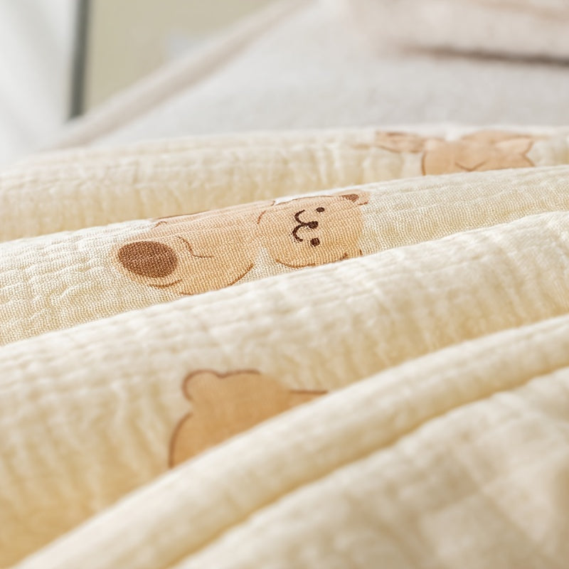 1pc Plush Cream Bear-Patterned Thickened Stroller Seat Cushion - Soft Polyester Fiber, Adorable Brown Bear Design, Perfect for Comfort & Style in Your Youngsters's Carriage, Youngsters Stroller