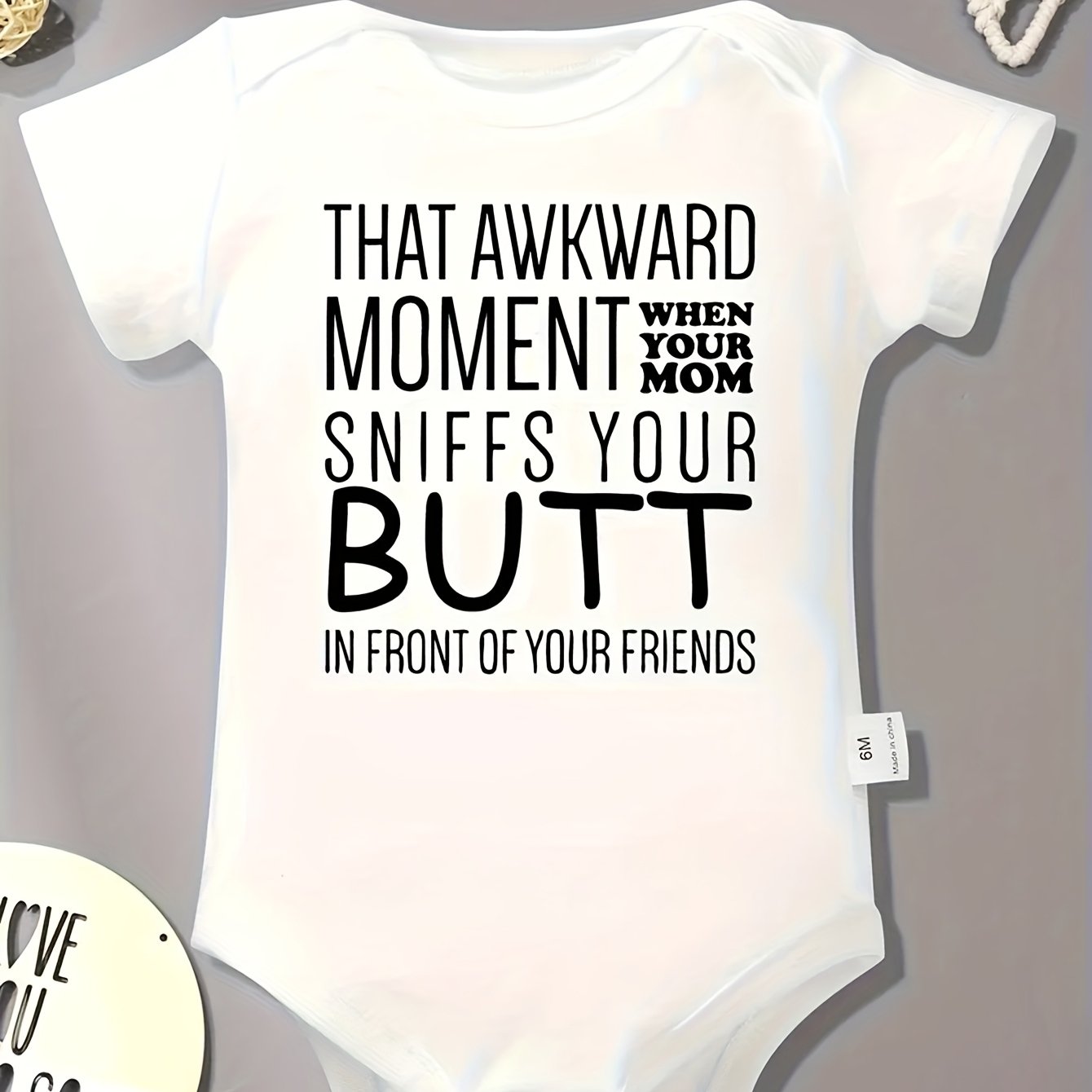 Funny Youngsters Romper with Awkward Moment Print Soft Cotton Outfit for Spring Summer