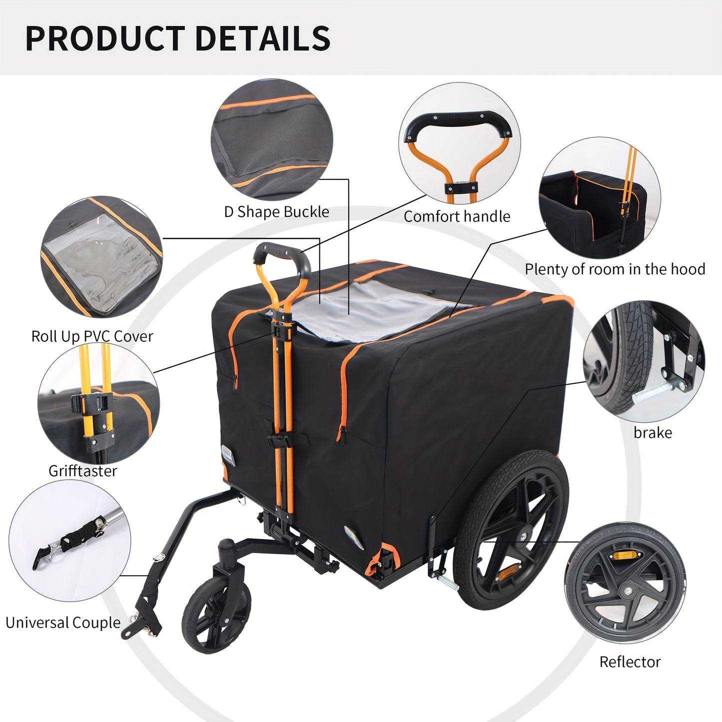 2 In 1 Pet Bicycle Trailer And Jogger For Small Dogs