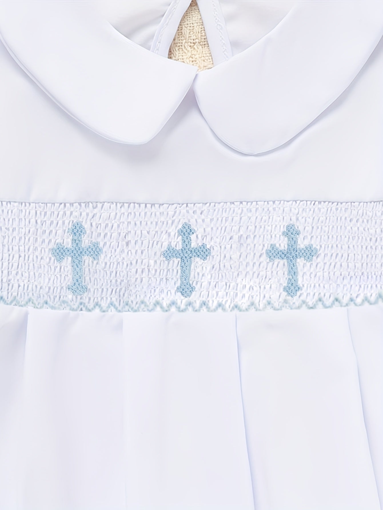 Zehjuhan Baby Girl And Baby Boy Romper Clothes Infant Short Sleeve Flip Collar Cross Embroidered Jumpsuit, for Outdoor