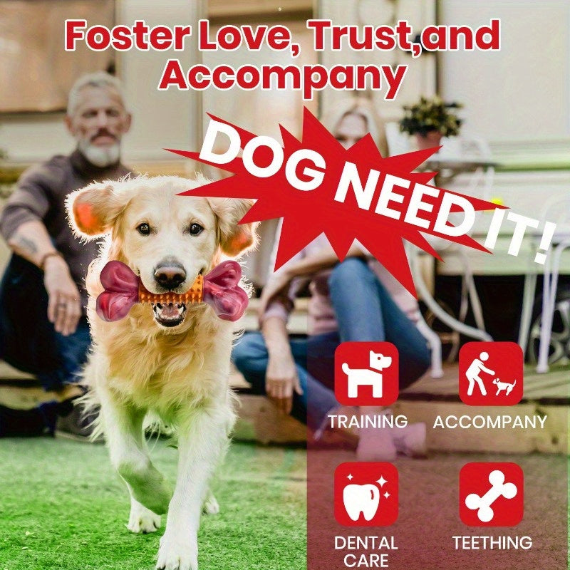 Beef Flavor Indestructible Dog Bone Toy Set for Large Medium Breeds Durable Nylon Chew Toy