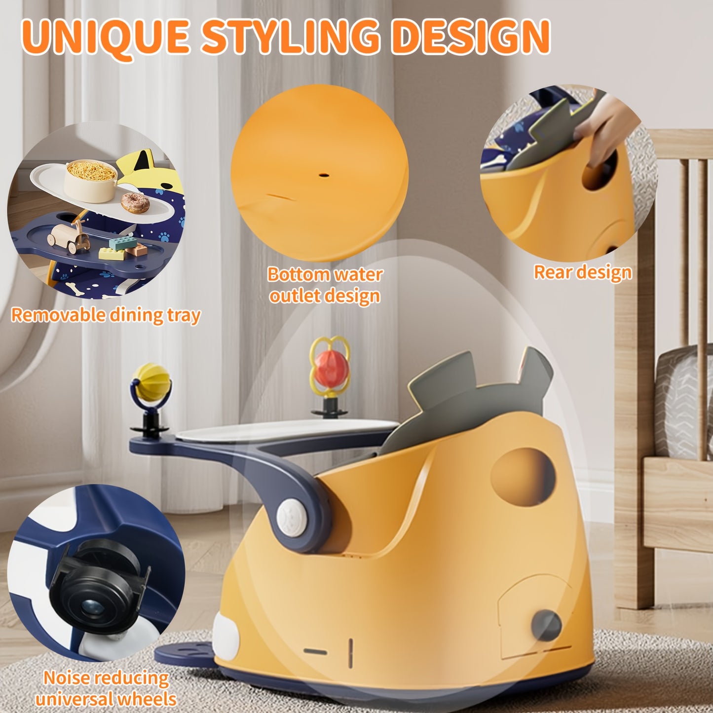 3 in 1 Portable Baby Inflatable Seat Toddler Chair with Activity and Feeding Functions