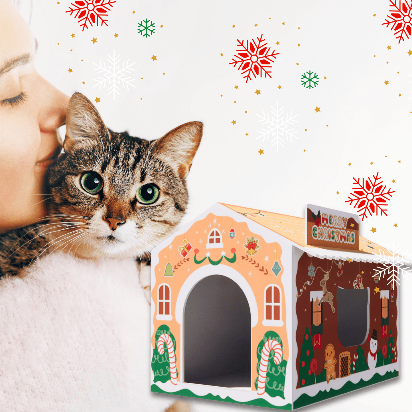 Cardboard Cat House with Scratch Pad Premium Quality Indoor Playhouse for Cats