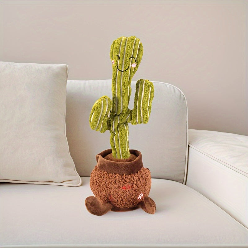 Interactive Singing Cactus Toy with Expressive Eyes Soft Texture Fun Decor for All Ages