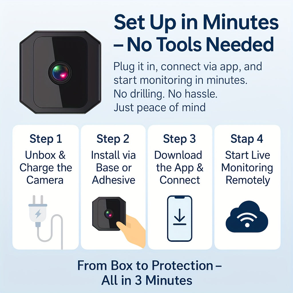 HD Mini Wireless Security Camera with Night Vision Motion Detection and Two-Way Audio