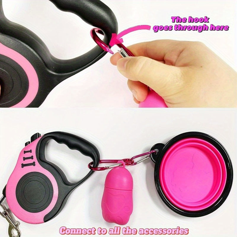 Retractable Dog Leash 16 Feet Training For Small Dogs Pink