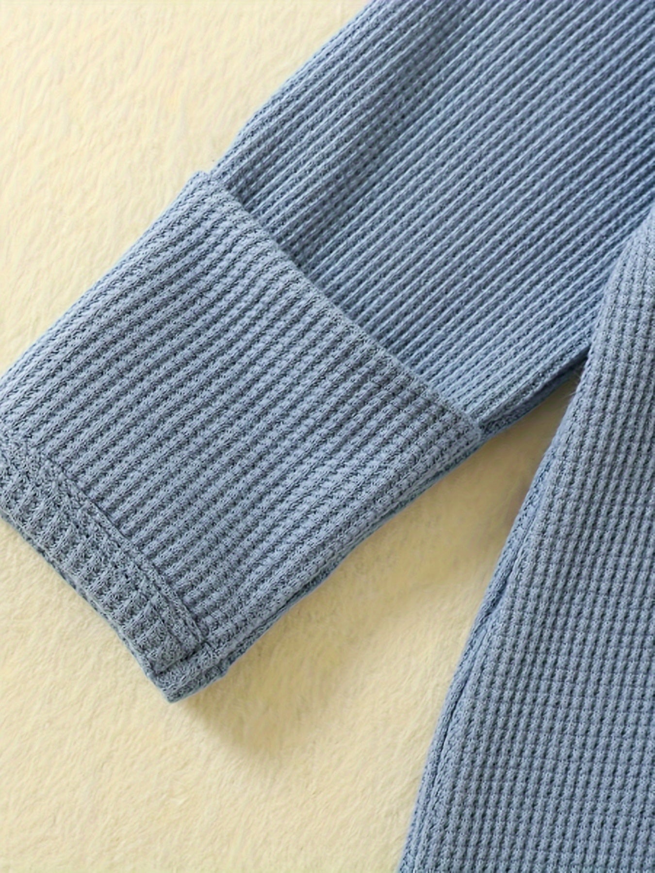 [3pcs Baby Romper] 3pcs Newborn Baby Boys One Piece Romper | Long Sleeve Waffle Solid Color Jumpsuit | With Mitten Cuffs Zipper Outfit Clothes for Outdoor