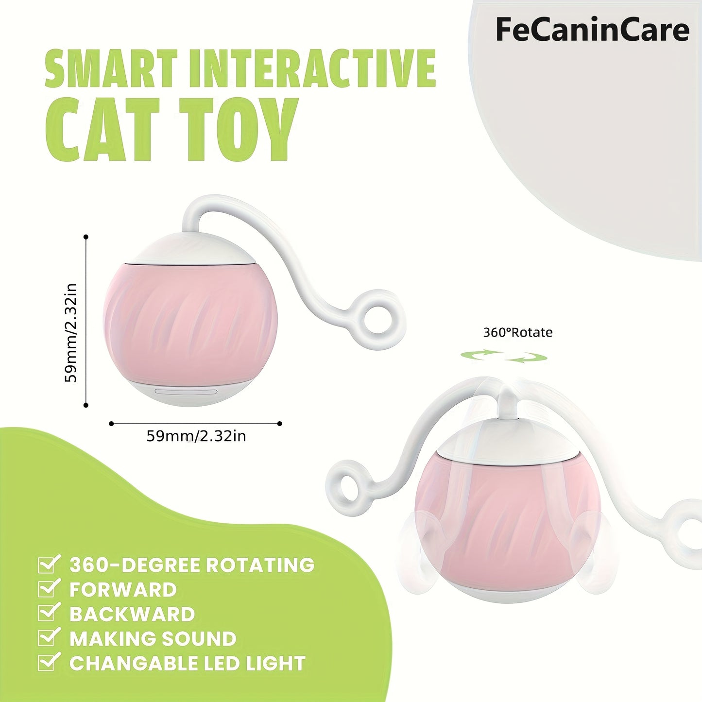 Interactive Motion Activated Electric Cat Toy Ball with RGB Lighting and Dual Speeds