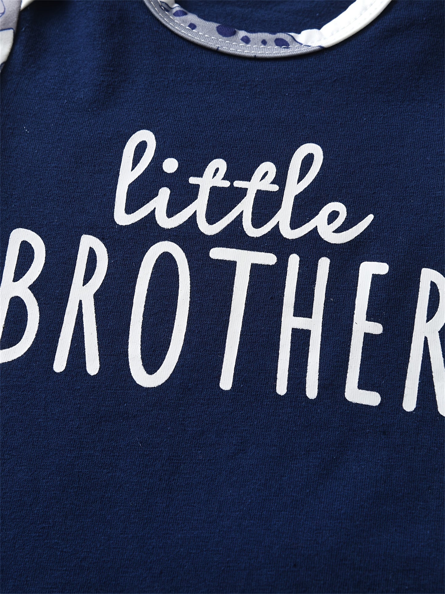 [3pcs KuKitty Outfit] KuKitty 3pcs Newborn Baby Boy Long Sleeve Outfit Set | Little Brother Print Tops Dinosaur Pattern Pants With Hat | for Outdoor Infant Boys