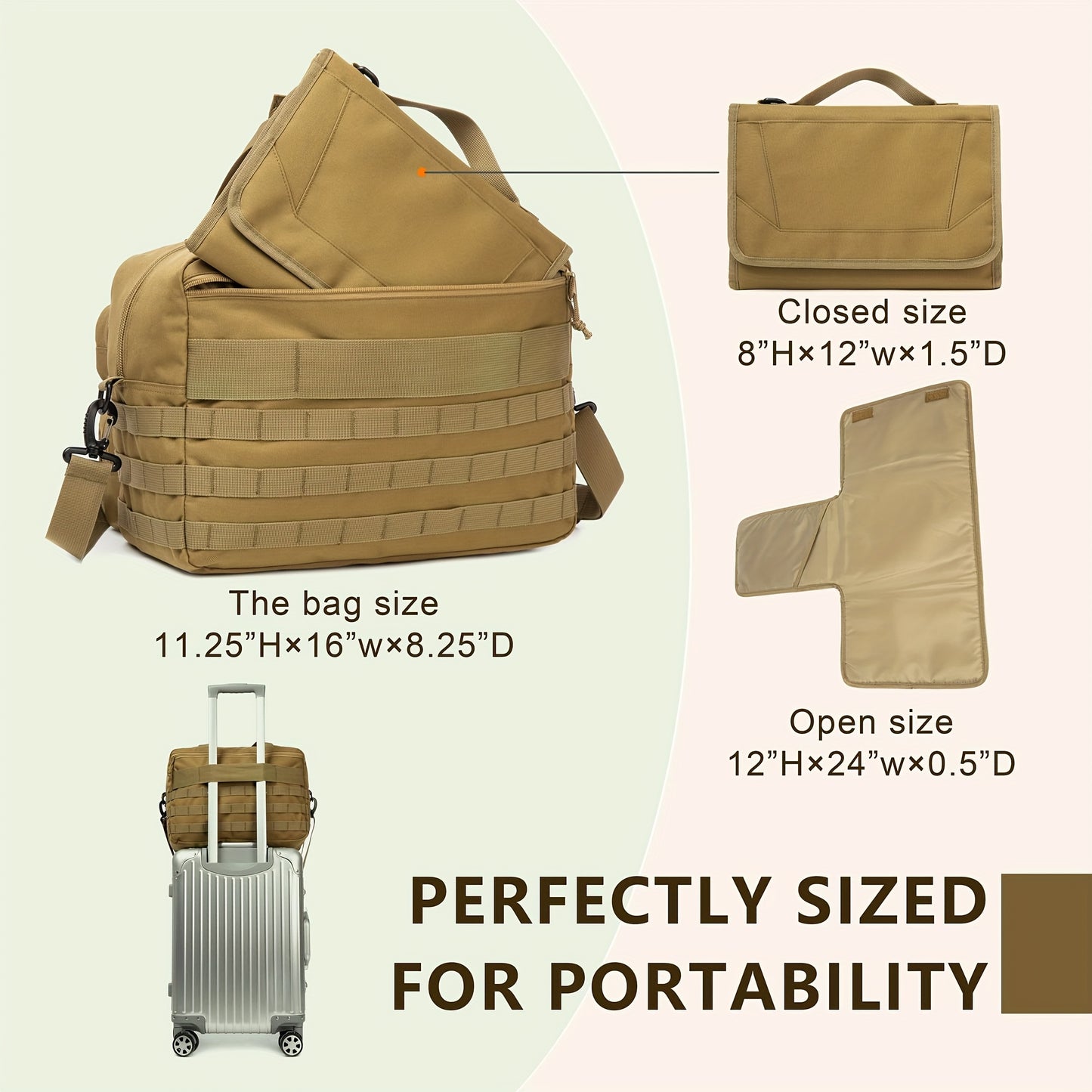 Dad Diaper Bag for Men and Women Multi-Functional Tactical Molle Travel Bag with Changing Mat