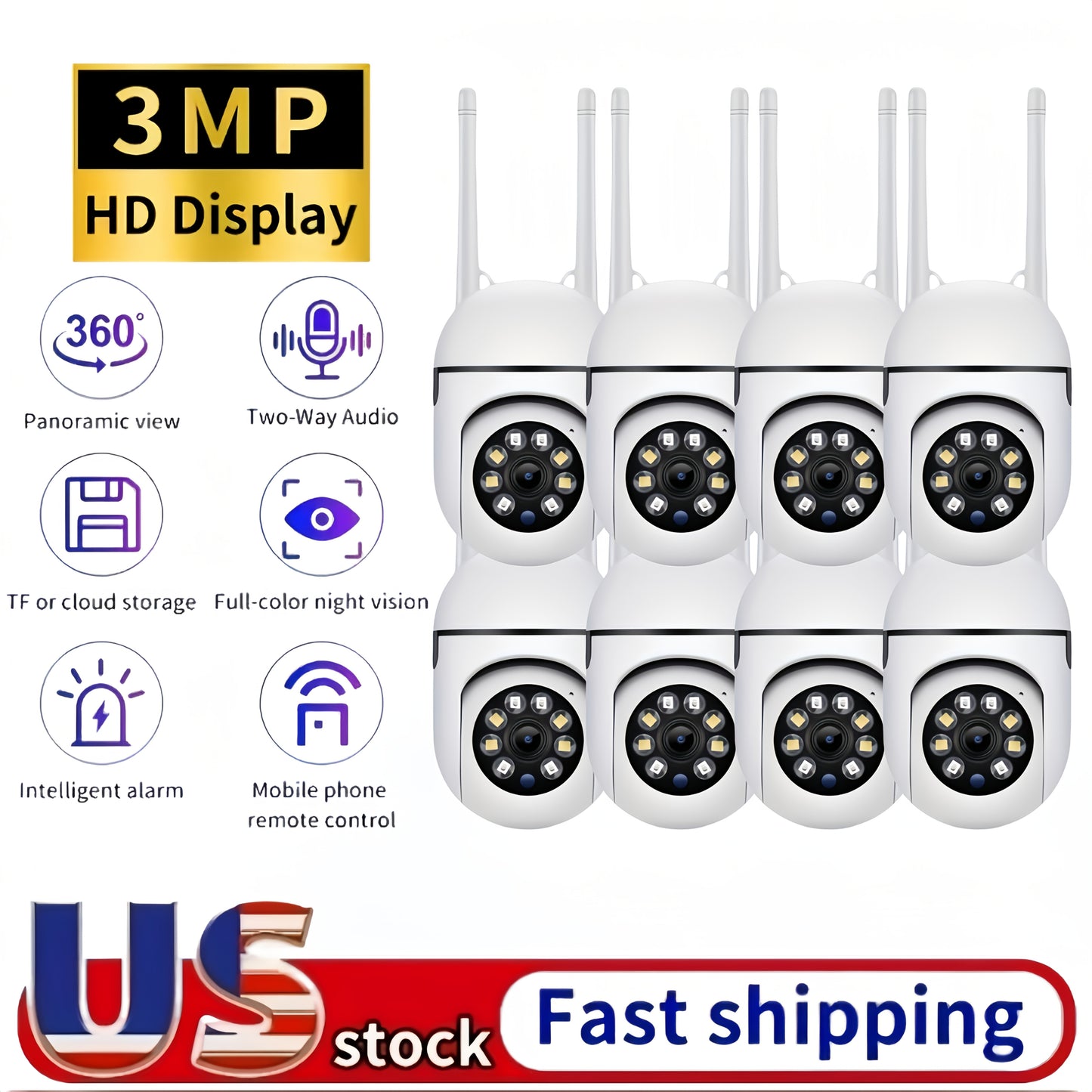 Wireless 1080P Surveillance Camera Dual Band WiFi 360 Degree PTZ Rotation Baby Care