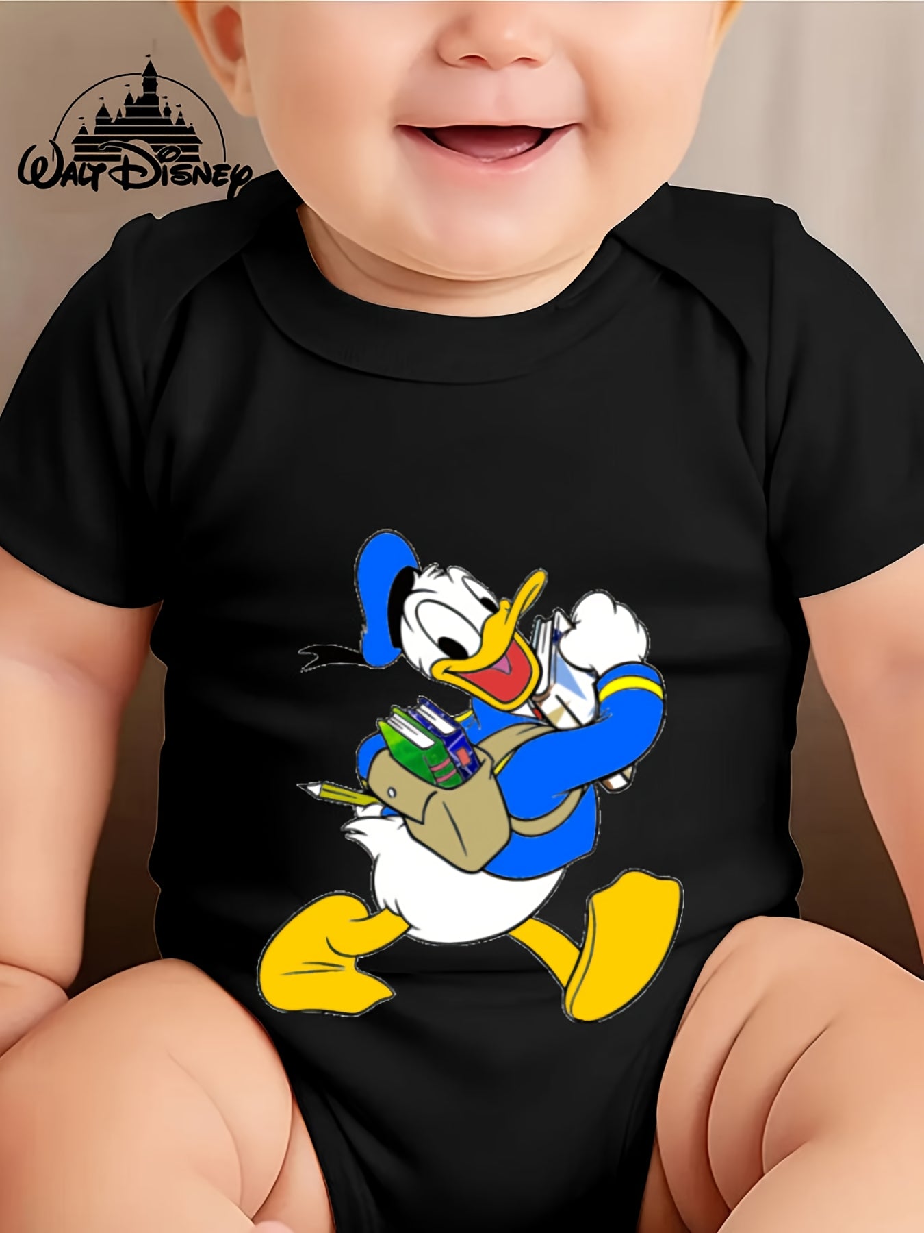 Donald Duck Printed Baby Onesie for Kids Cute Cartoon Design Short Sleeve Cotton Fit