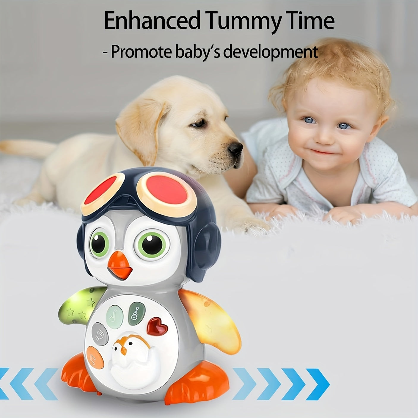 Crawling Penguin Baby Toy With Music And Lights For Tummy Time 6 Months Learning Play