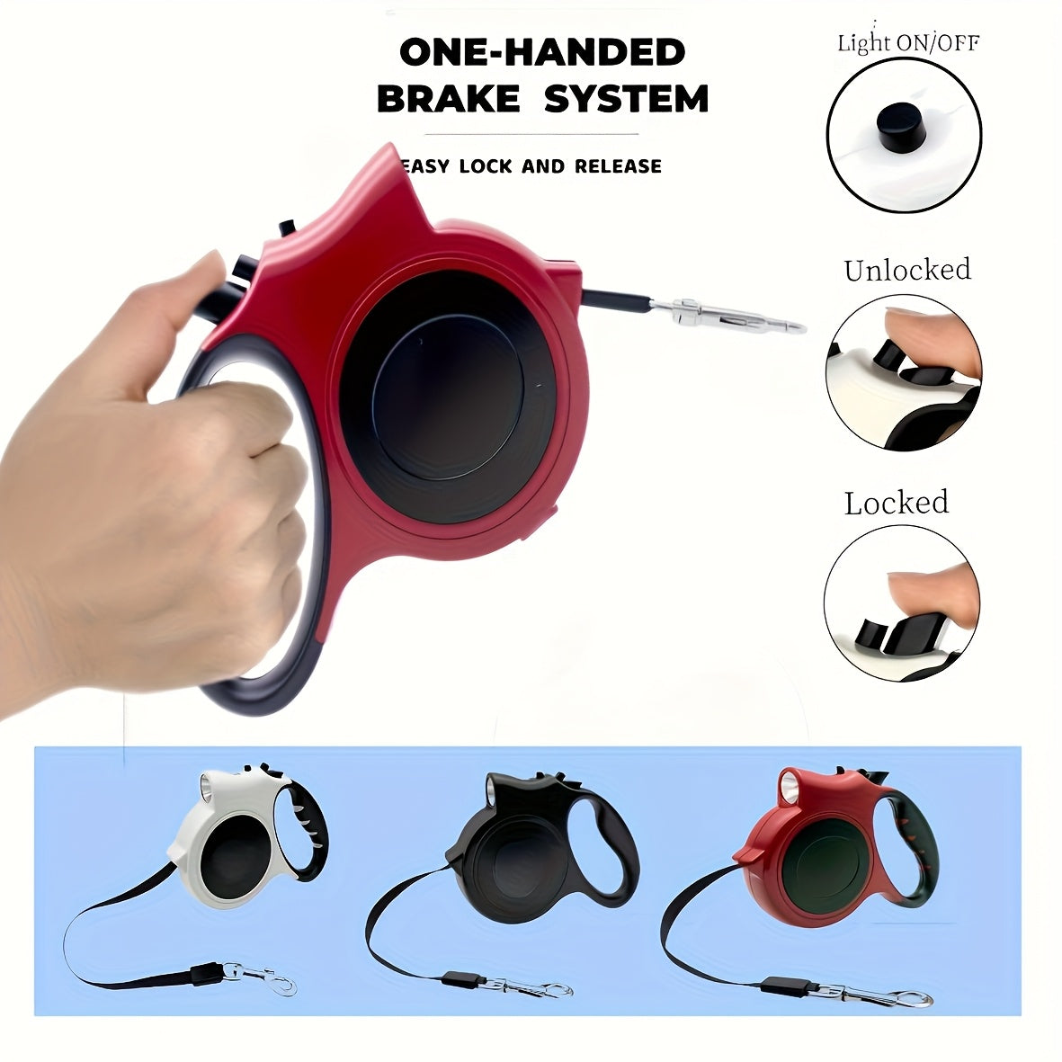 LightUp Leash 16ft Retractable Dog Leash – Tangle-Free with LED Lights for Safety