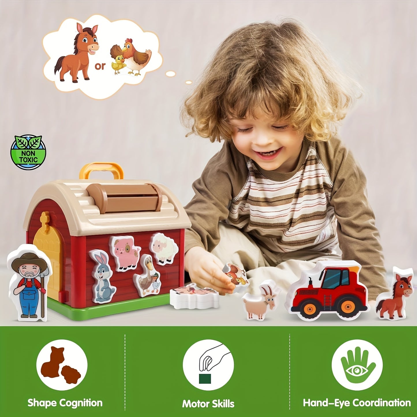 11 Pieces Farm Animal Sorting Stacking Toys for Preschool Learning Fun for Toddlers