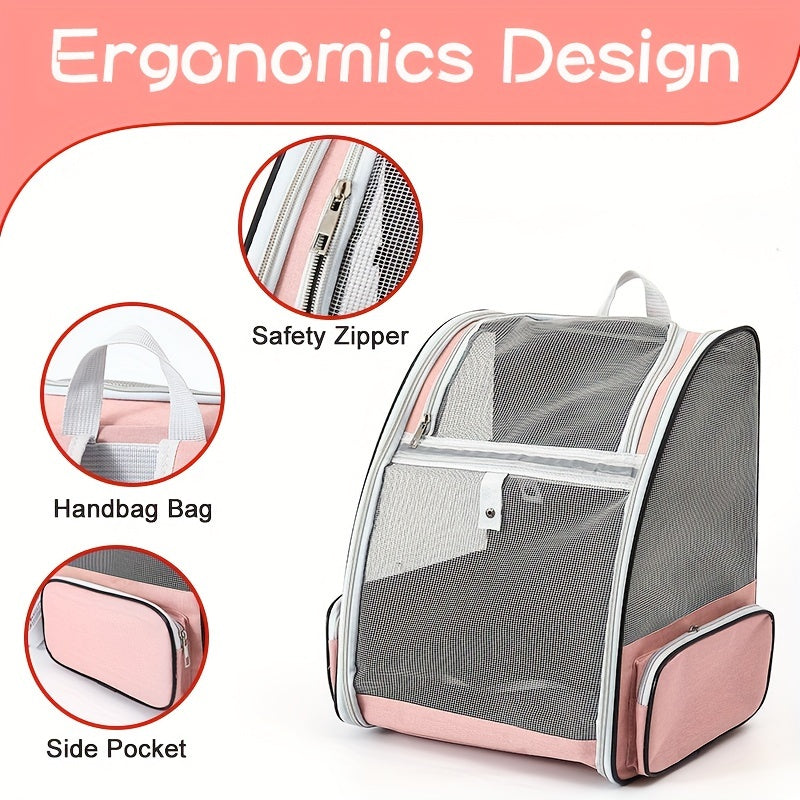 Breathable Cat Backpack Travel Bag With Zipper Closure