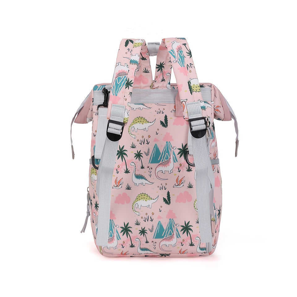 Chic Pink or Gray Diaper Backpack - Spacious & Lightweight Parent Bag with Practical Pockets, Durable Oxford Fabric