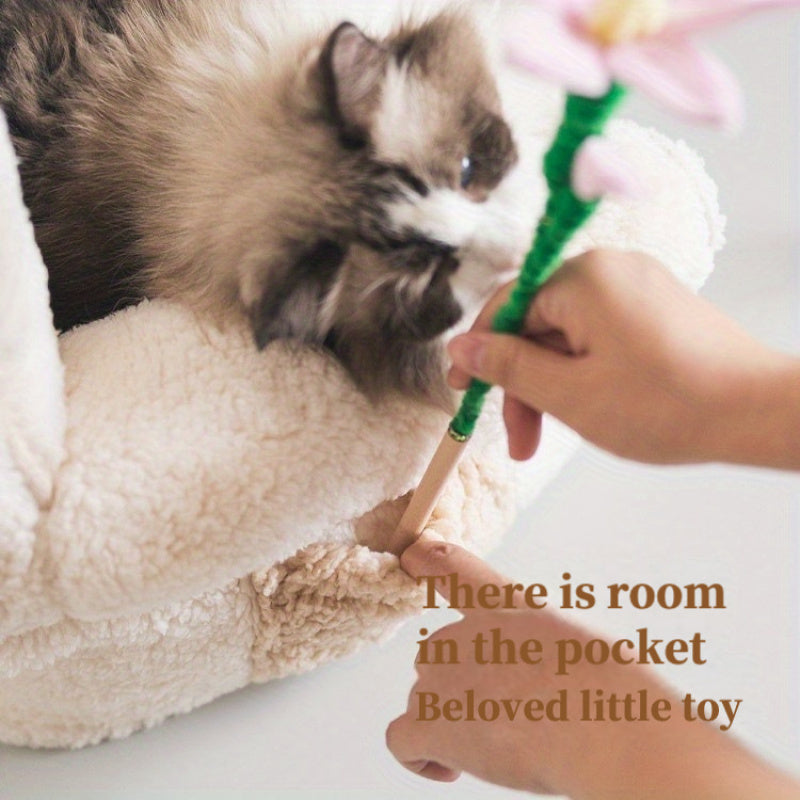 Warm Plush Pet Sofa Bed for Cats and Puppies with Removable Soft Cushion in Multi-Color