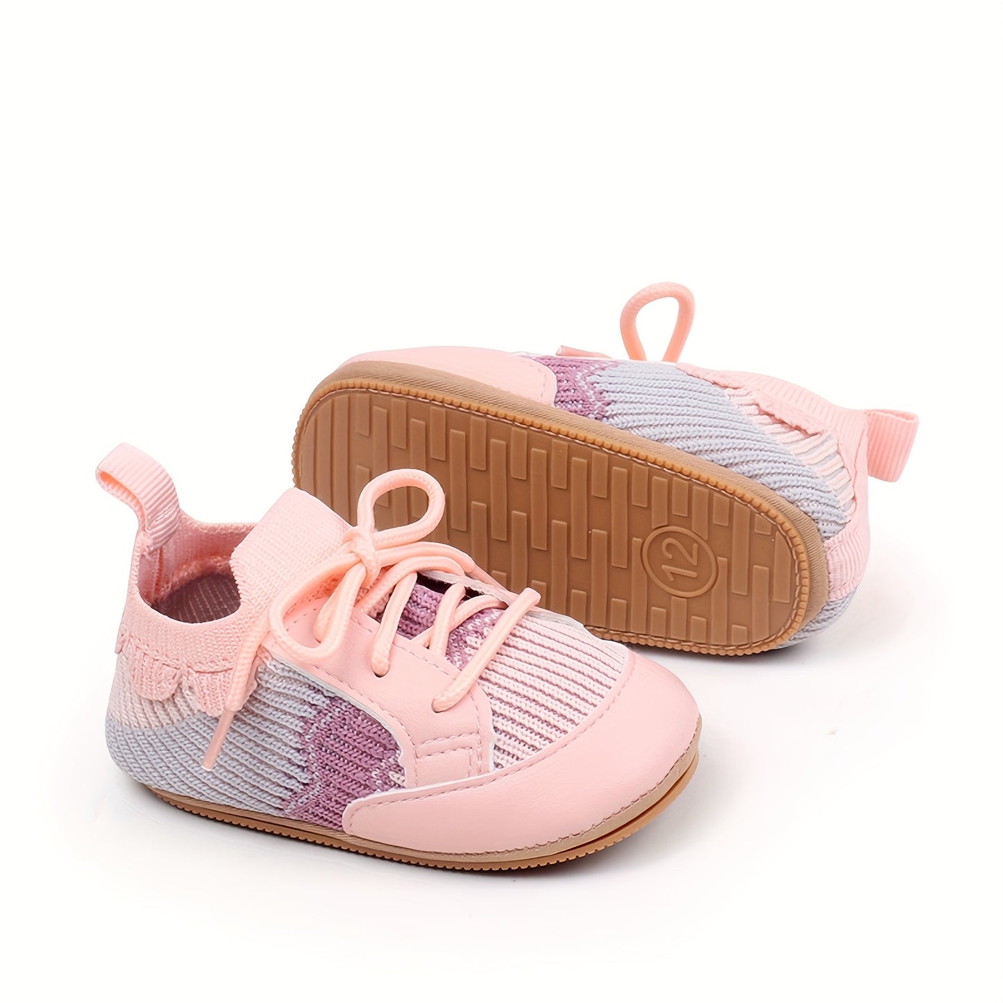 Non-Slip Toddler Slip-On Sneakers - First Walking Shoes for Babies, Soft Pink/with Lace-like accents - Easy Slip-On Closure, Non-Slip PVC Sole - All-Season Infant & Toddler Shoes for Boys & Girls - Parent-Favorite Baby Walkin