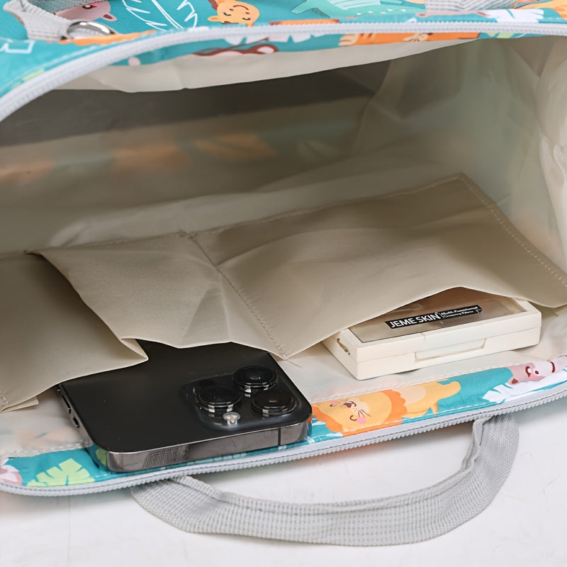 1pc Cute Animal Print Diaper Bag with Shoulder Strap, Portable and Convenient for Parents