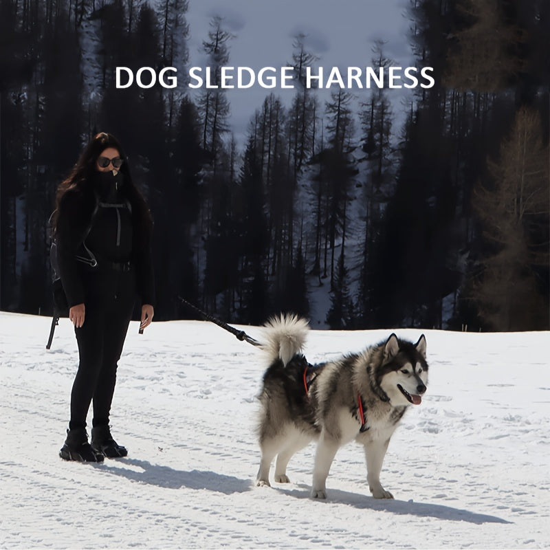 Adjustable Dog Snowboard Harness For Large Dogs, Reflective Dog Chest Strap With Snowmobile Attachment, Durable Dog Walking Belt For Winter Adventures - For Large Breed Dogs - Winter Season -  For Snowboarding, Snowmobiling &