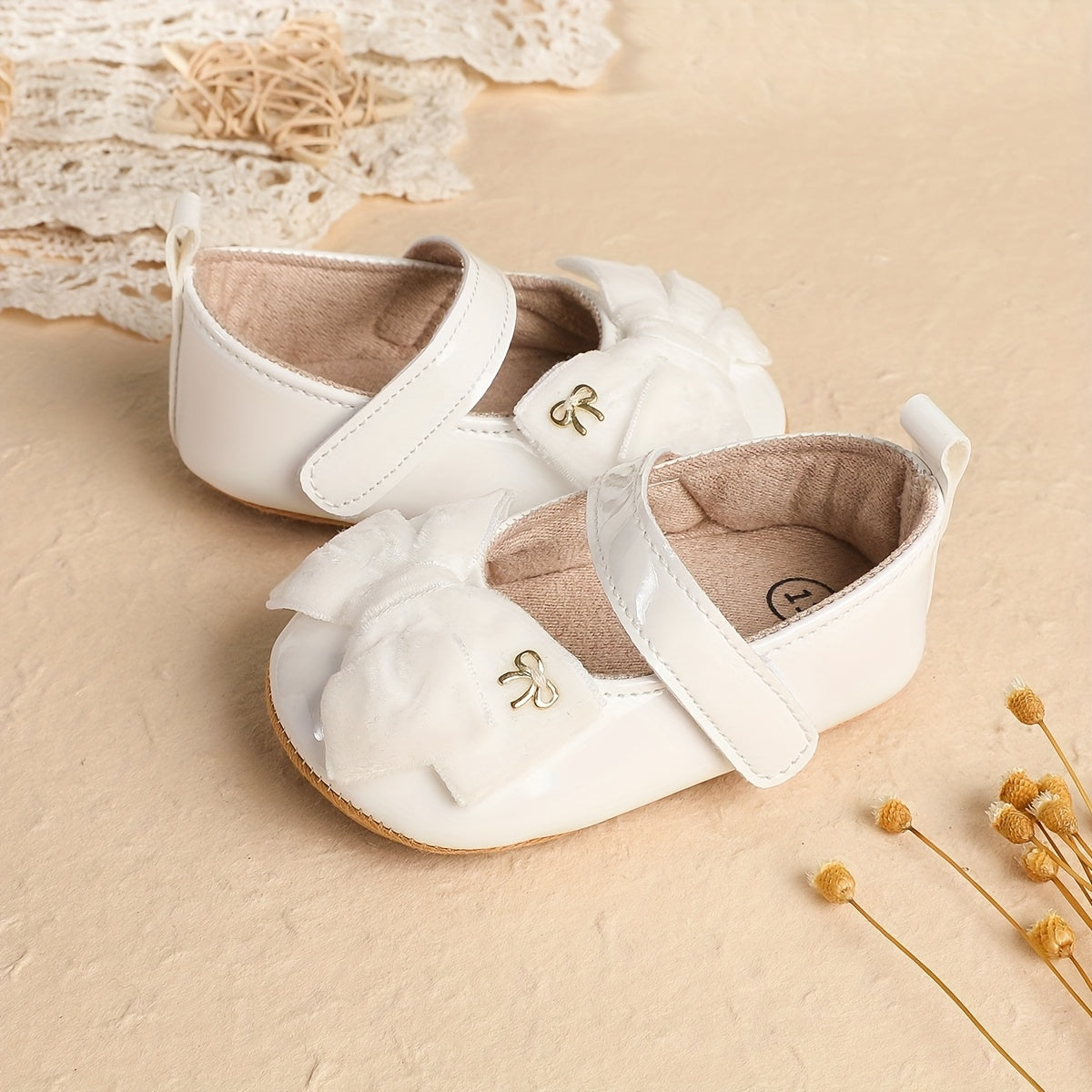 Infant Girls First Walking Shoes With Soft Non Slip Soles Velcro Easy On Closure