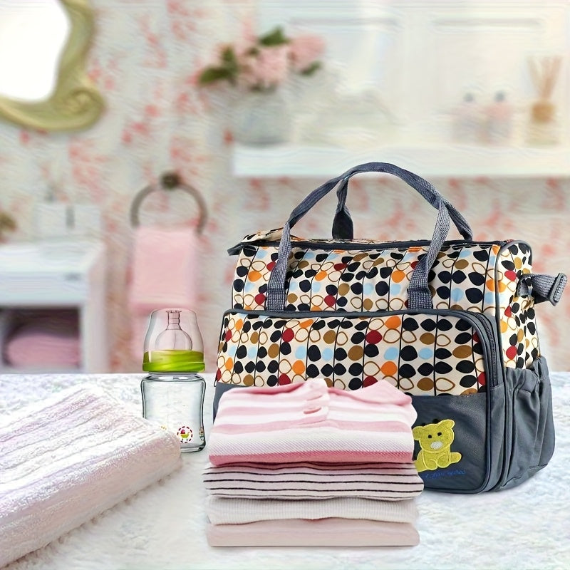 5 Piece Nappy Diaper Bag Set with Changing Pad and Insulated Pockets for Travel