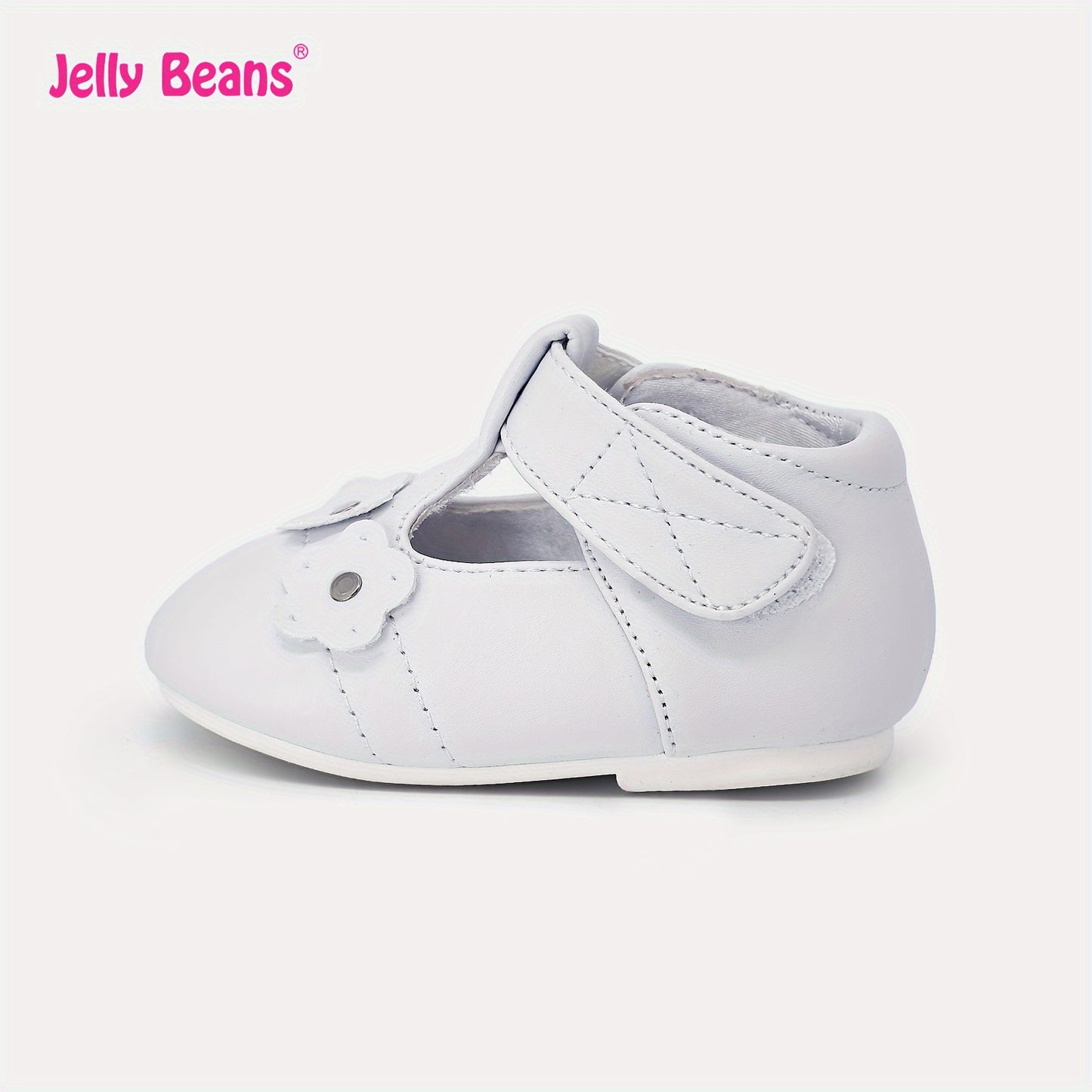 Girls Solid Colour Princess Mary Jane Flat Shoes Comfy Non Slip Hook and Loop Fastener