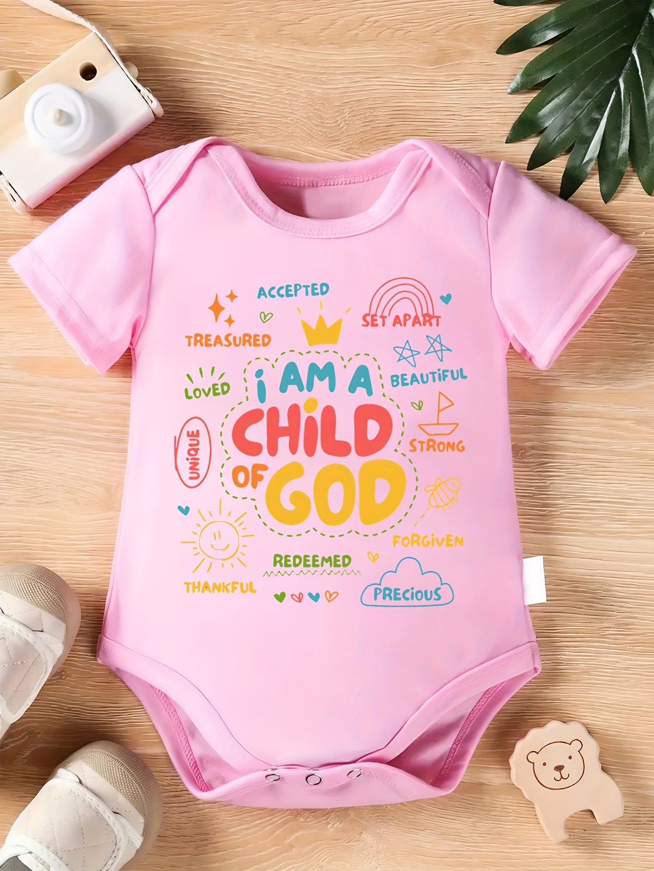 Adorable I Am A Youngster Of God Print Cotton Bodysuit for Family Matching Events