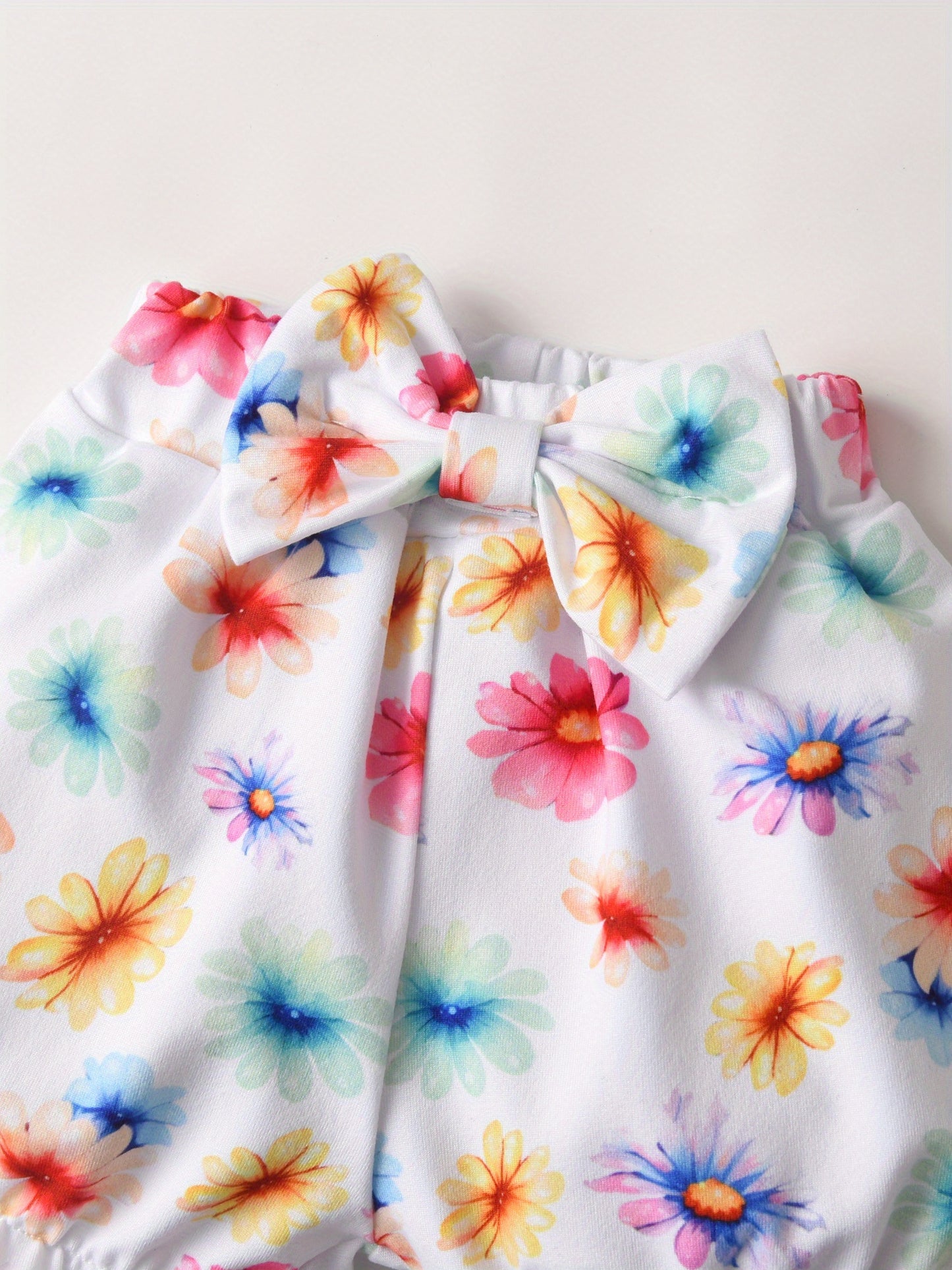 Summer Baby Girl Elephant Print Clothes Set Short Sleeve Romper+Short Pants+Bow Headband Newborn Infant Outfit