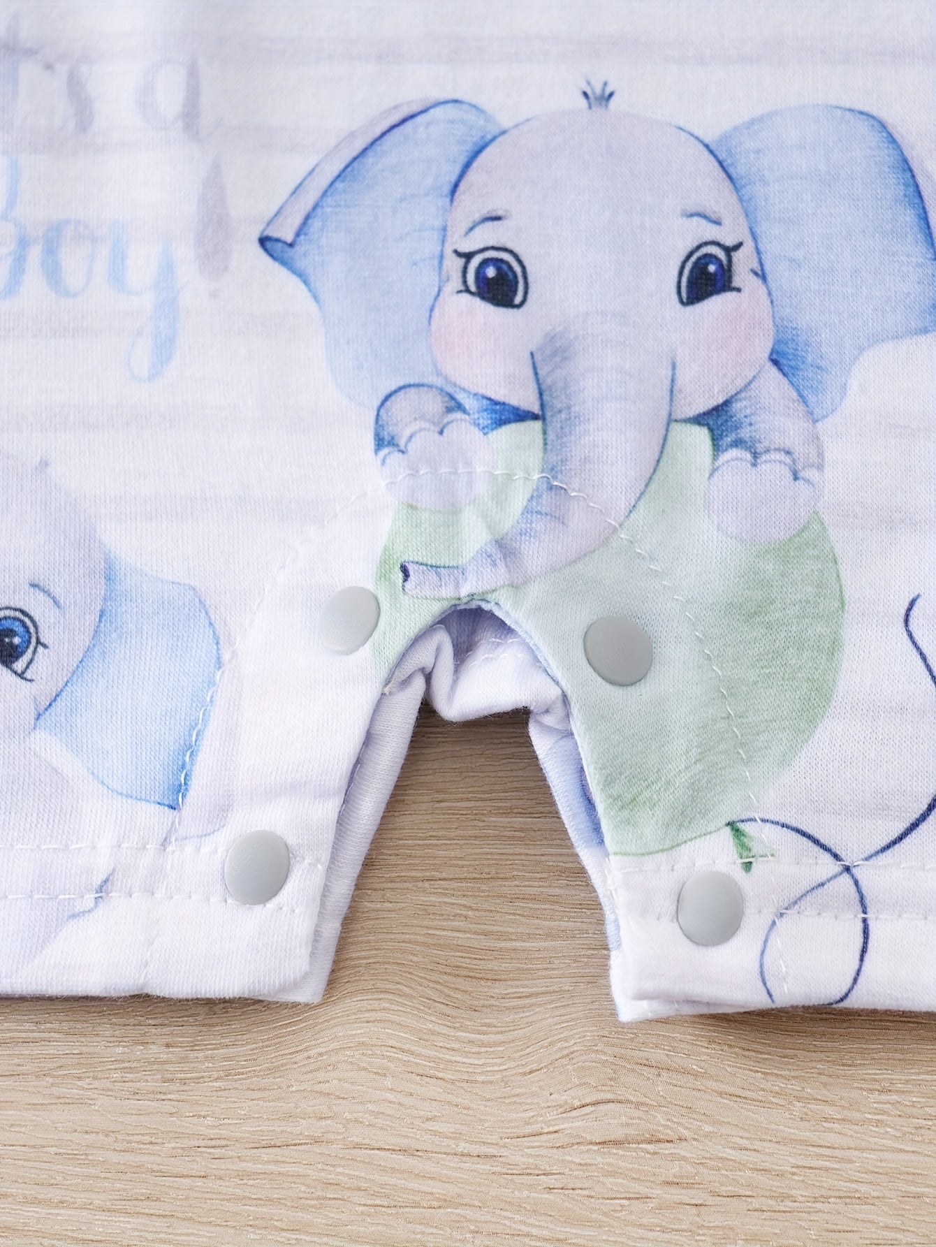 Summer Elephant Stripes Romper Adorable Cartoon Print Short Sleeve Unisex Jumpsuit