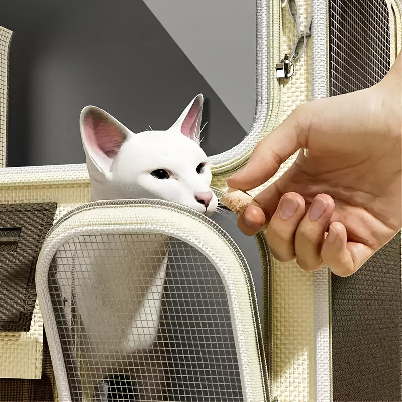 Spacious Brown Pet Carrier for Cats and Dogs Up to 27 Pounds with Ventilation and Comfort