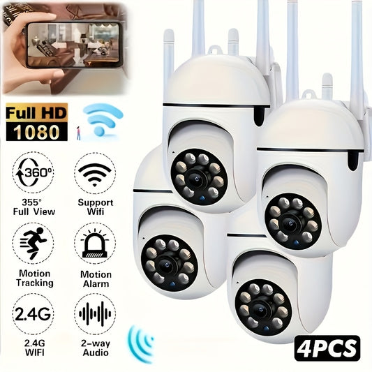 2pcs Infrared Night Vision Security Camera with Two-Way Voice and 1080P HD Video