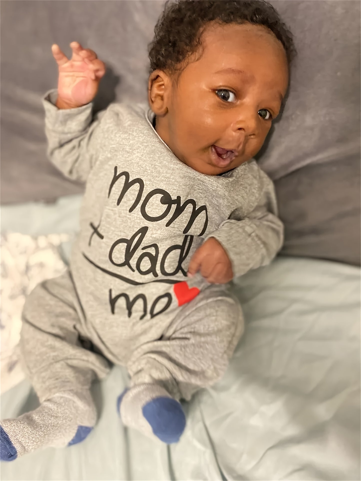 KuKitty Newborn Baby Boy Rompers Infant Girl Long Sleeve Letter Print Jumpsuit