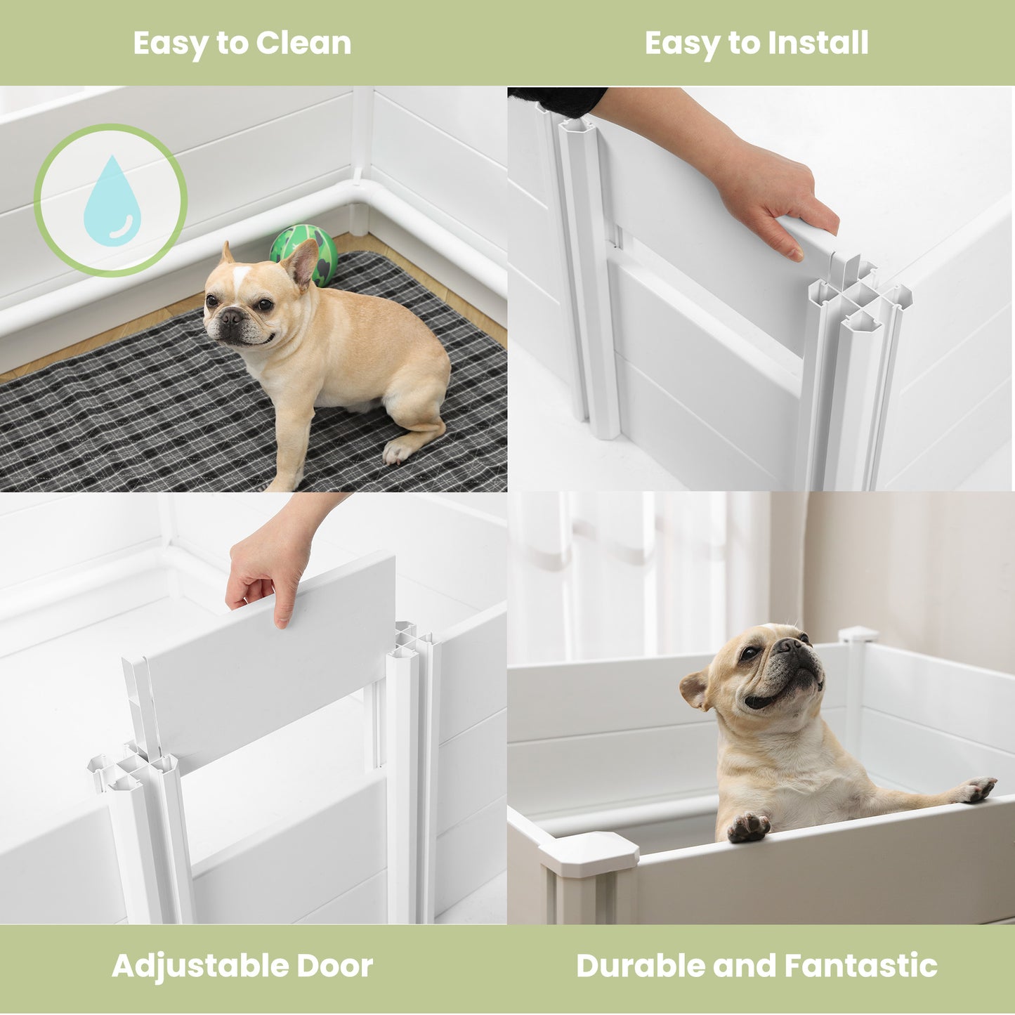 Whelping Box for Large Breed Dogs with Adjustable Door and Pig Rails for Puppies