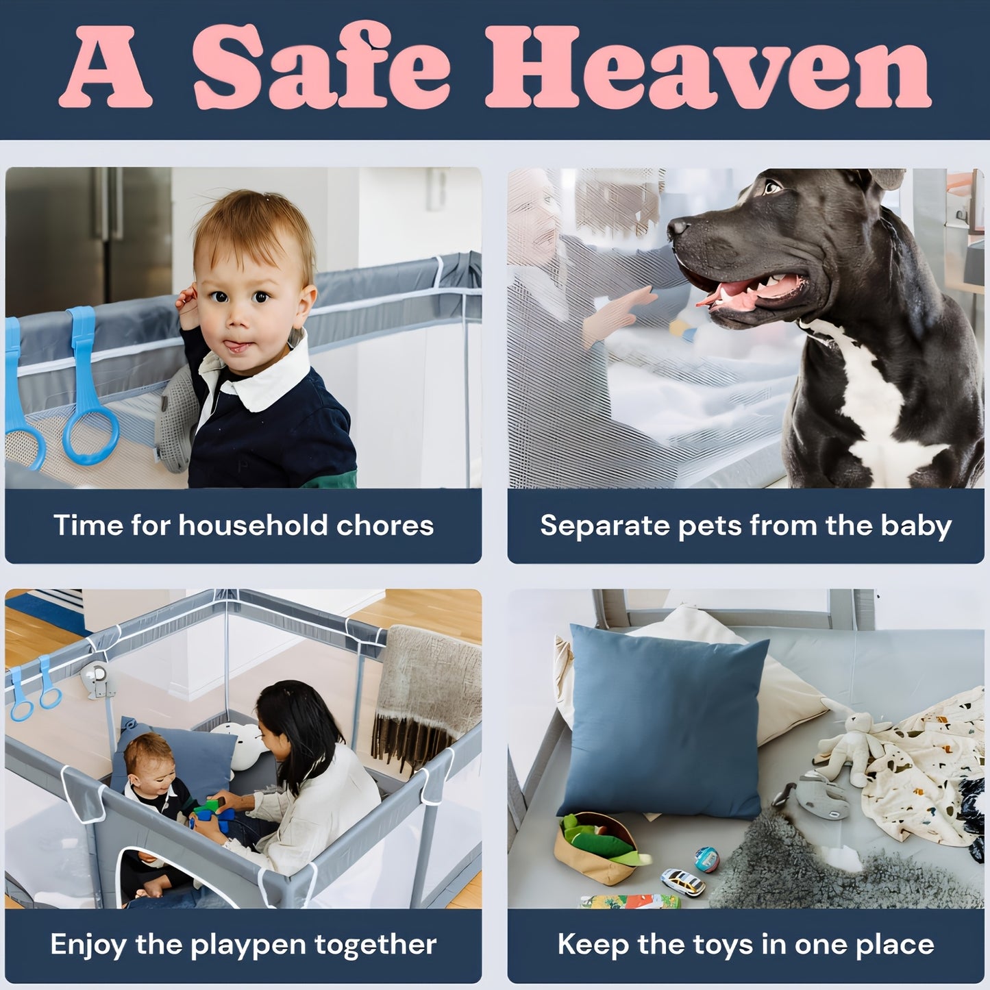 50x50 Inch Baby Playpen with Soft Mesh and Skin Friendly Fabric for Indoor and Outdoor Fun