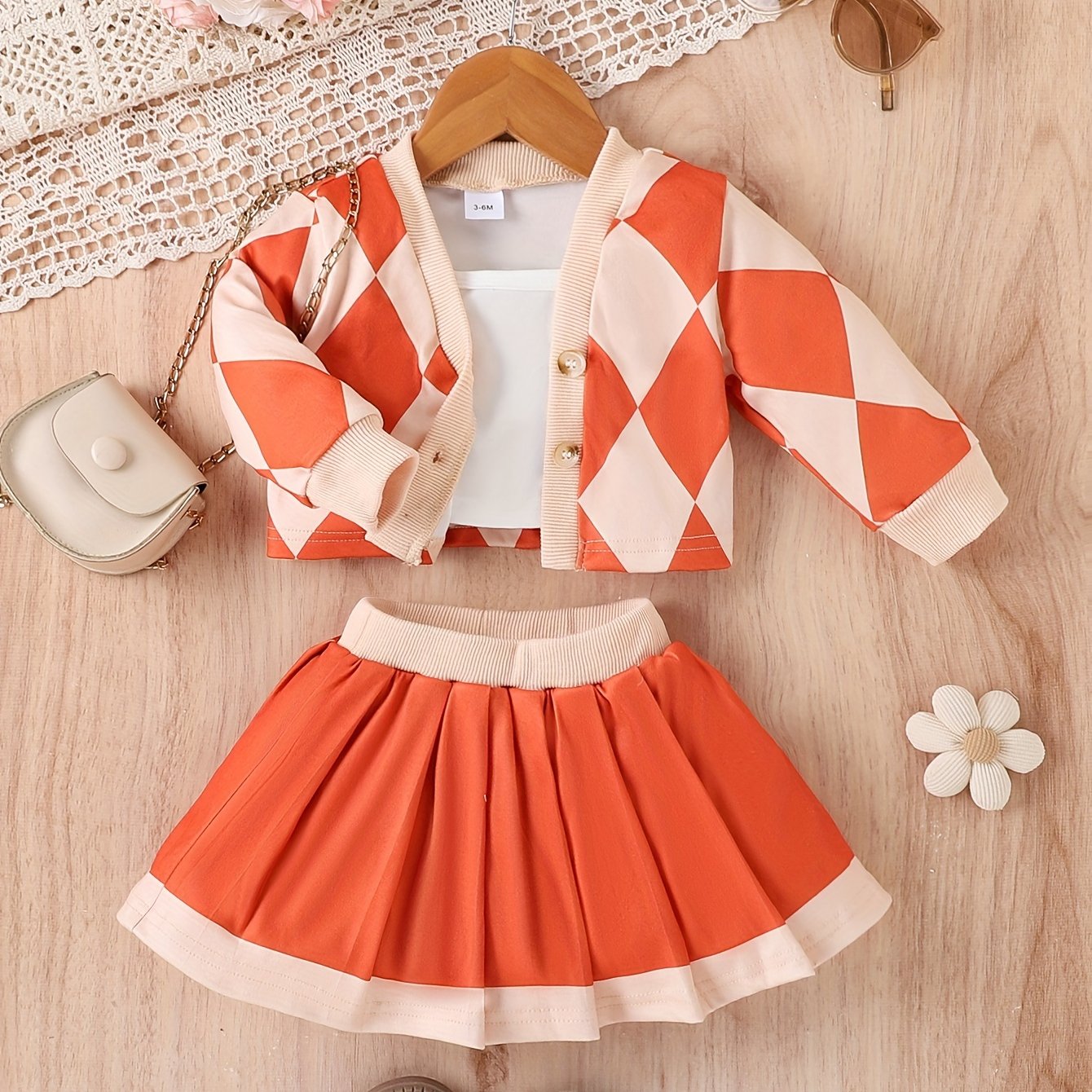 Autumn Winter Baby Girl Two-Piece Jacket and Pleated Skirt Set for Outdoor Fun