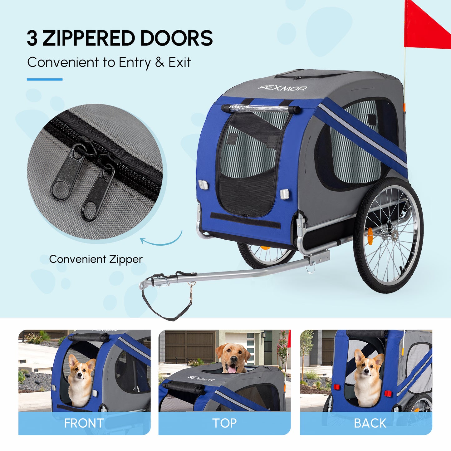 Folding Dog Bike Trailer For Bicycle With Universal Hitch
