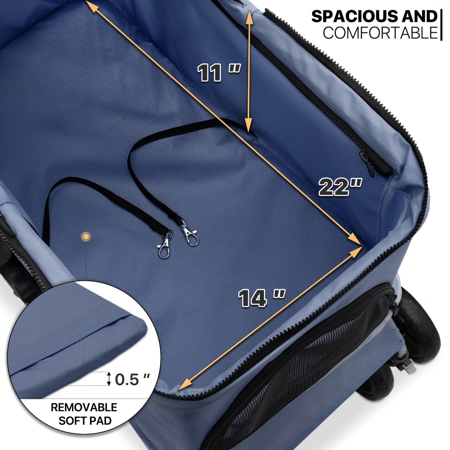 MoNiBloom 3-in-1 Foldable Pet Stroller Detachable Carrier, Car Seat and Stroller with Push Button Entry for Small Pets, Dog Stroller for Medium Dogs Load Up to 33 lbs